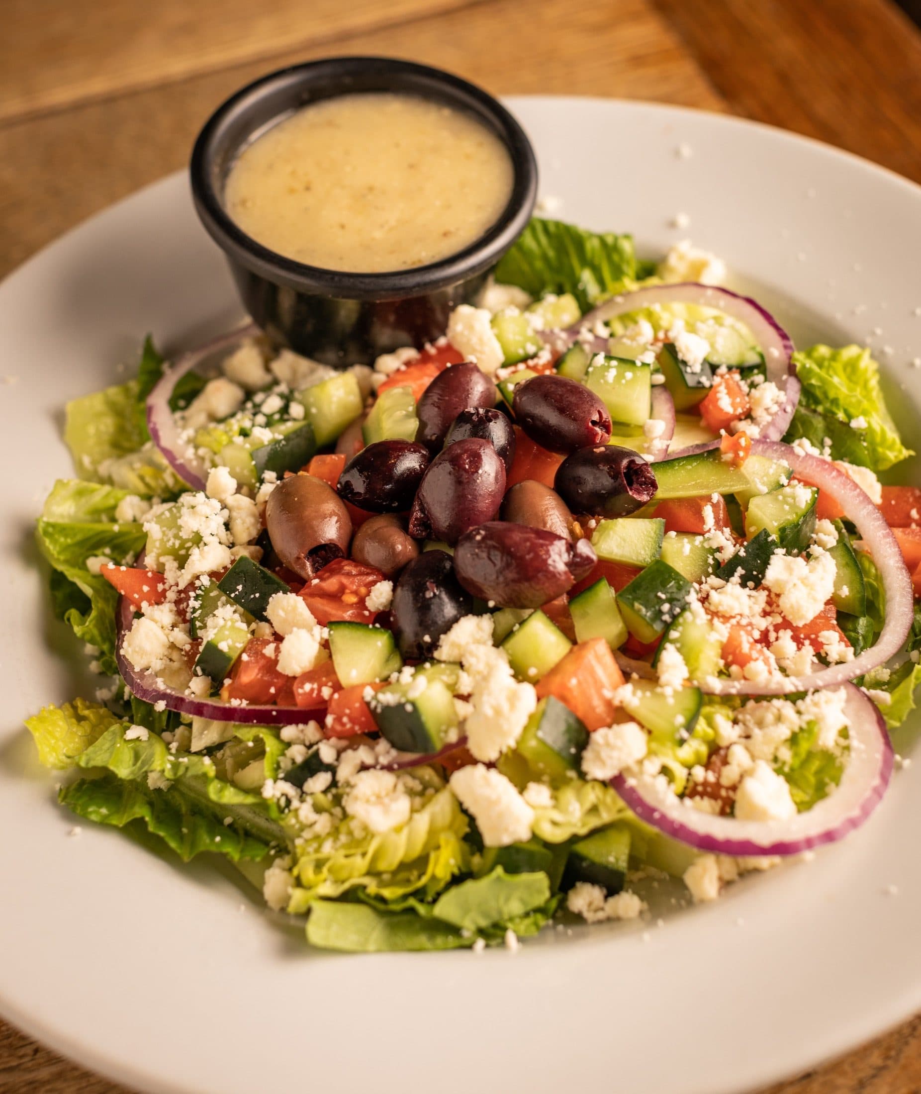Greek salad with Kalamata olives, cucumber, red onion, tomatoes, and feta cheese at O'Brion's Pub & Grille