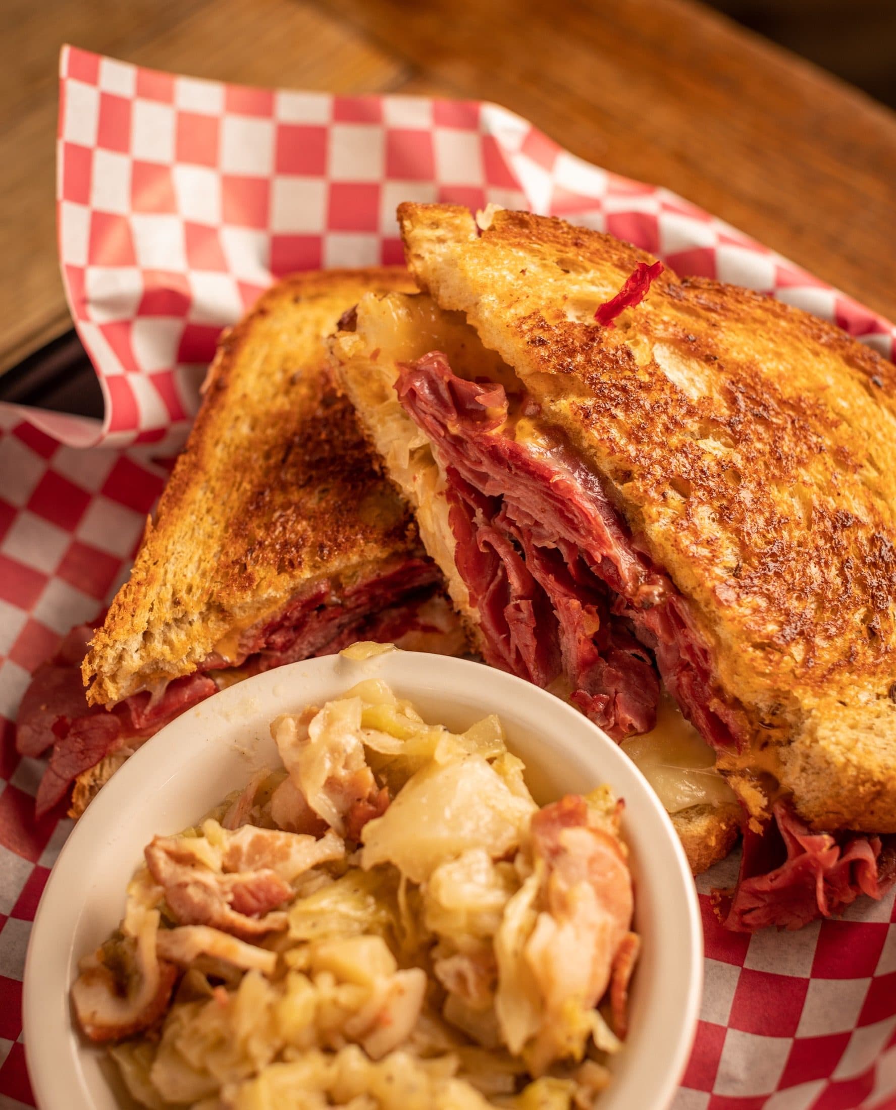 Best Reuben Sandwich at O'Brion's Pub & Grille — Corned Beef on Marble Rye, Mount Pleasant SC The Best Reuben in Town — slow-cooked corned beef with sauerkraut, Swiss cheese, and 1000 Island on marble rye at O'Brion's Pub & Grille